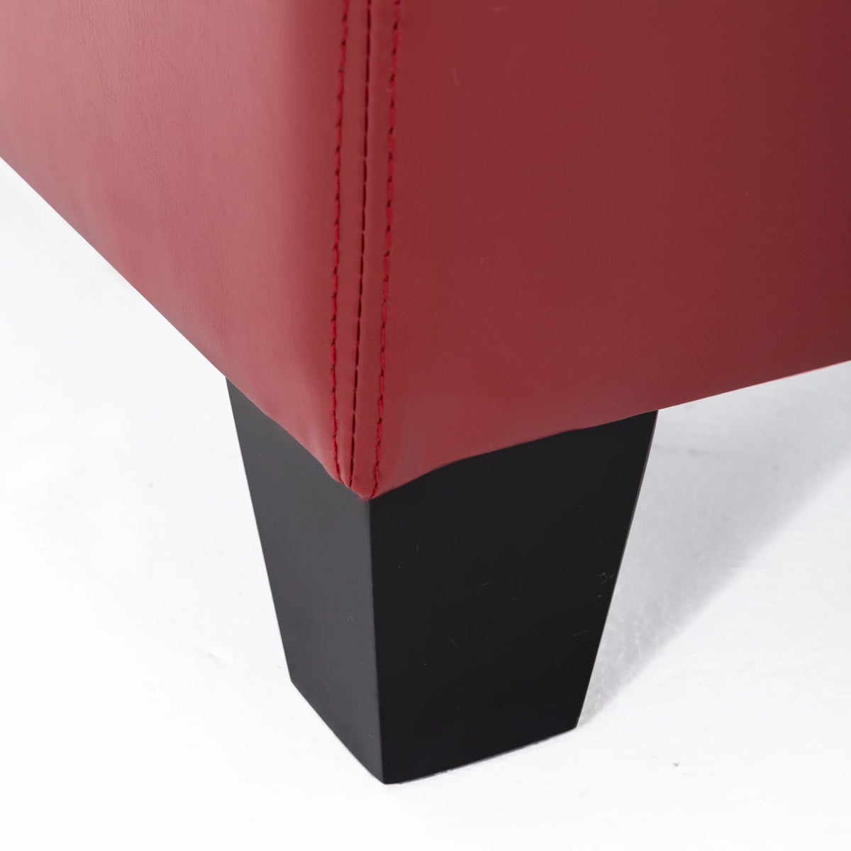 Red Faux Leather Tufted Storage Ottoman X89016