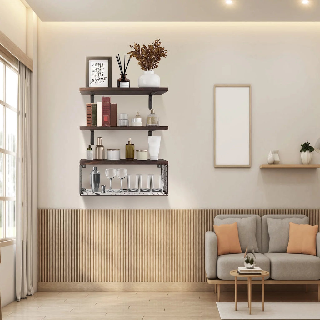 Wall Mount Storage Shelves with Basket E433