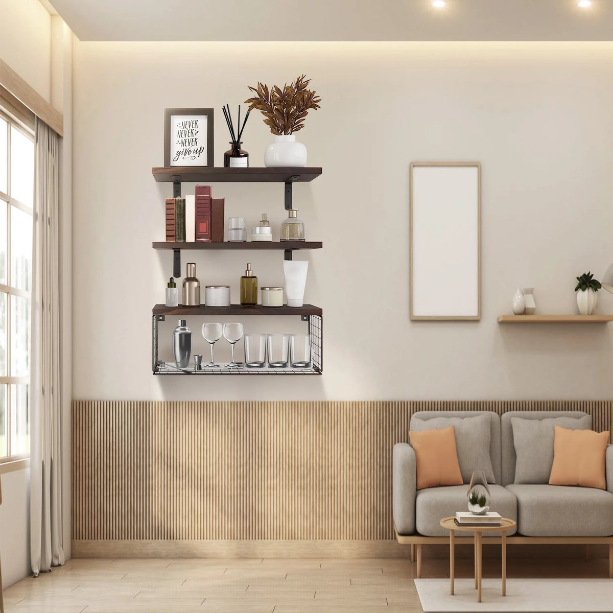 Wall Mount Storage Shelves with Basket E433