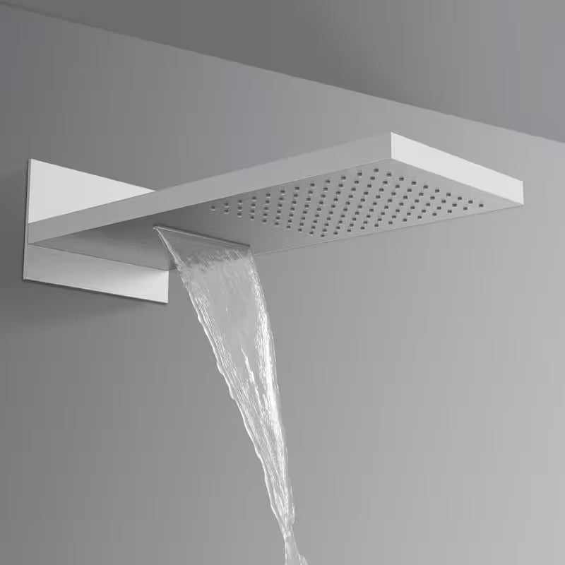 1-Handle 3-Spray Wall Mount Shower Faucet with 9 in. Rainfall Shower Head in Brushed Nickel B1046