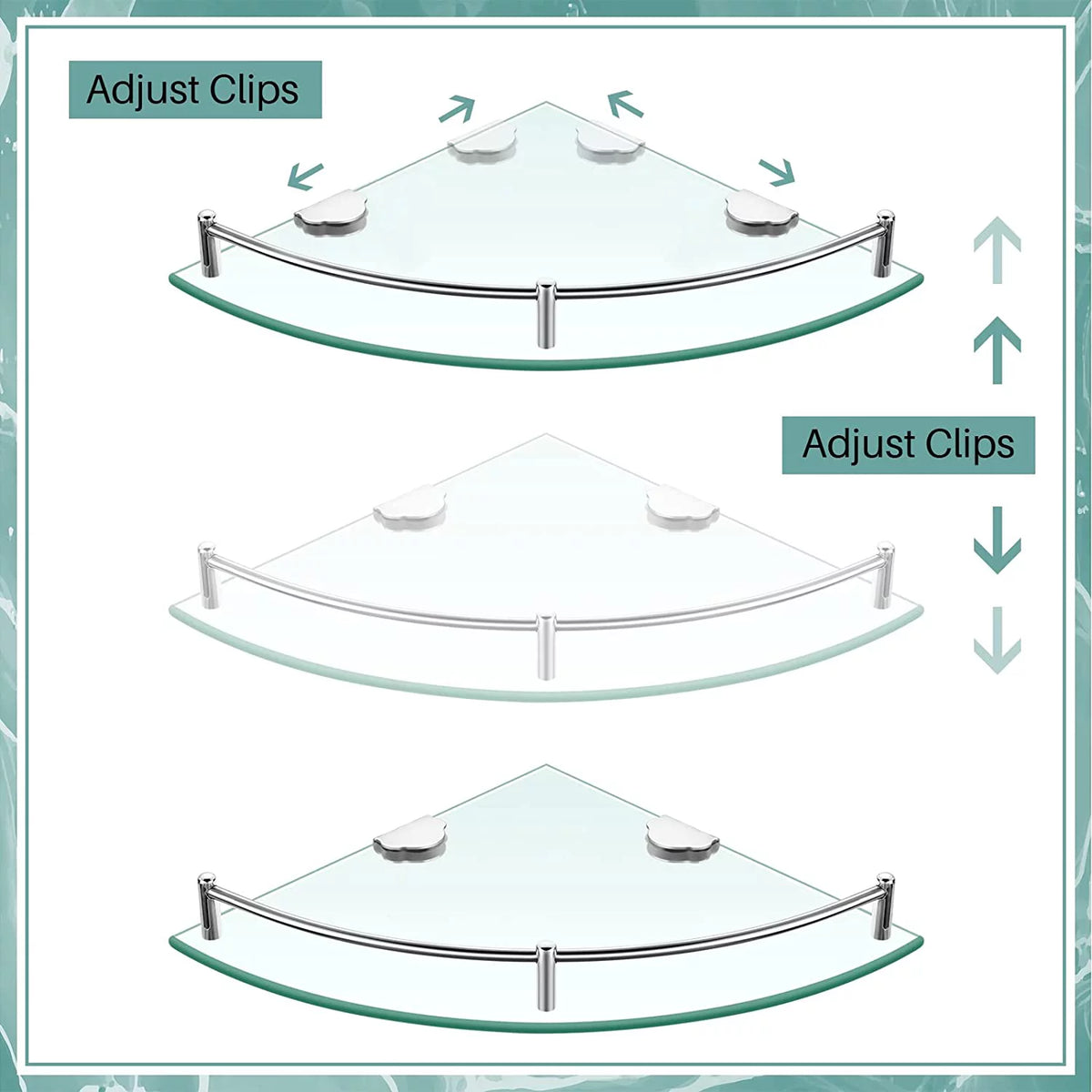 4 Pack Tempered Glass Floating Wall Shelves E334325