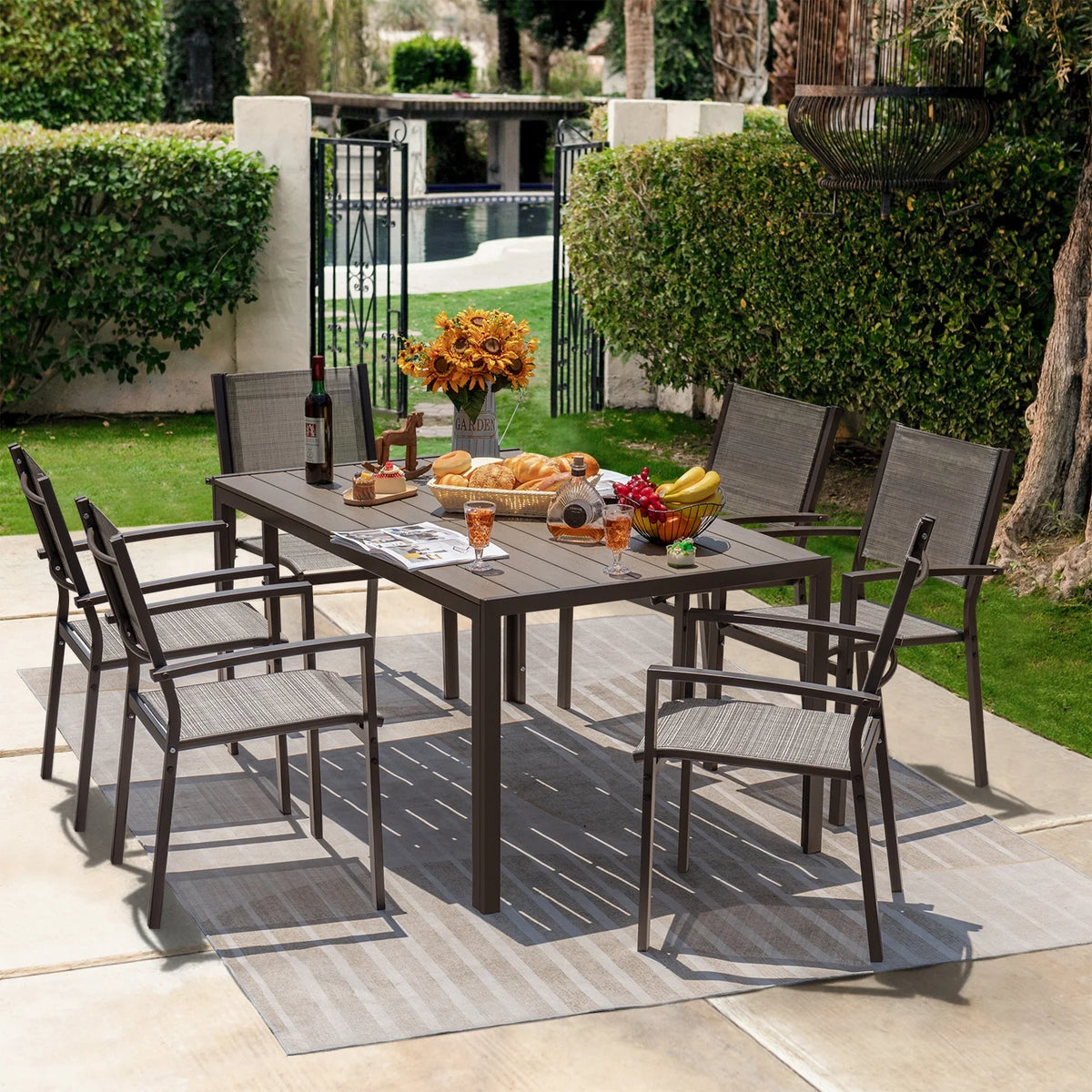 7 Pieces Patio Conversation Set Light Gray U4961