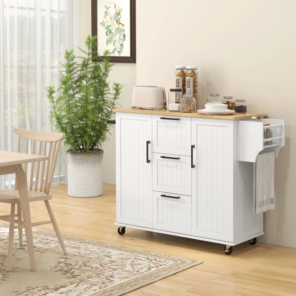 White Kitchen Island on Wheels H284569