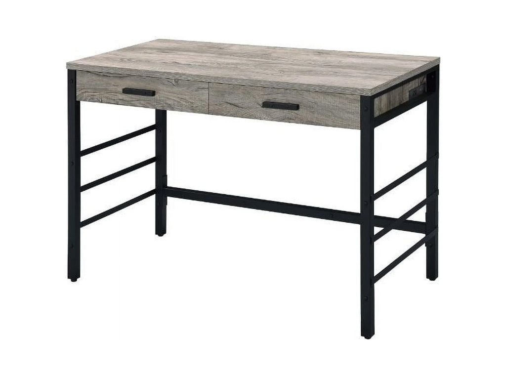 Light Weathered Oak Black Writing Desk B976