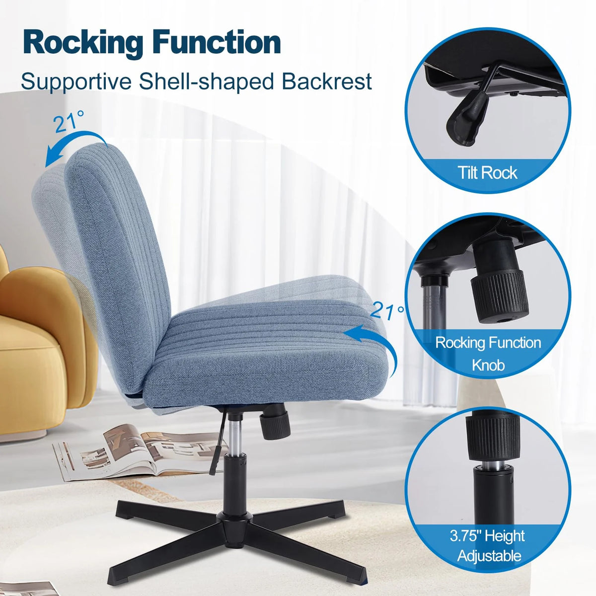 Brown Height Adjustable Armless Leather Accent Chair X16011