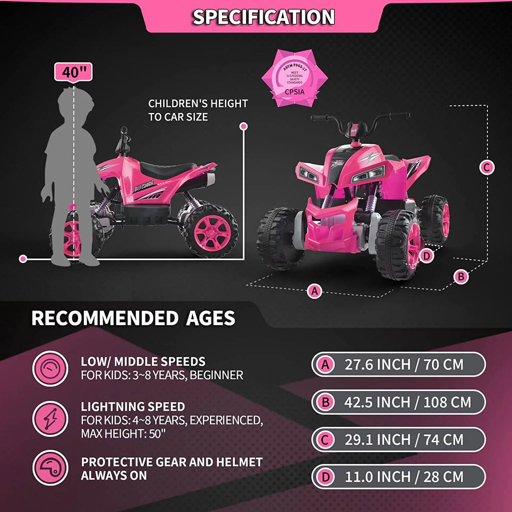 24V Kids Ride on ATV 4WD Quad 4-Wheeler F872