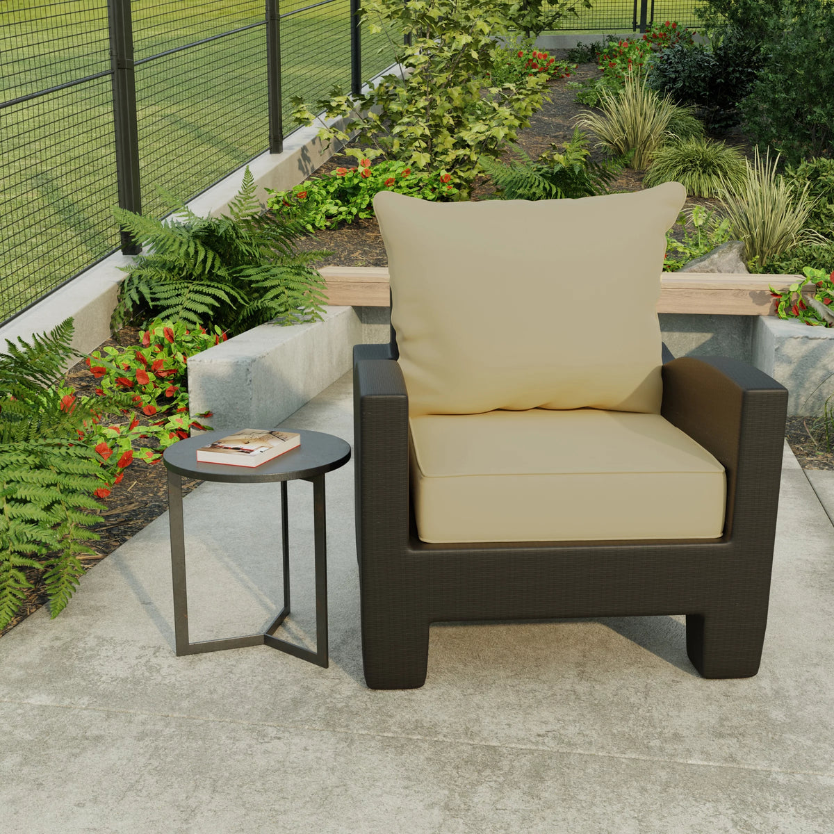Antique Beige Square Outdoor Deep Seating Cushion and Back Cushion 2-Piece Set N73901