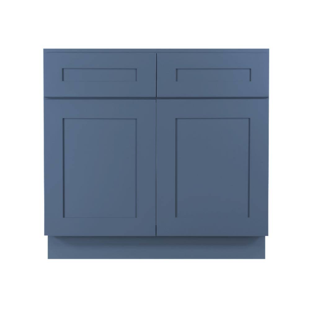 Medium Blue Shaker Sink Base Kitchen Cabinet with Soft Close Doors 42 in. W M519826