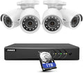 5MP Wired Security Camera System, 8CH DVR with 1 TB Hard Drive and 4 1080p Weatherproof Bullet Cameras E9028