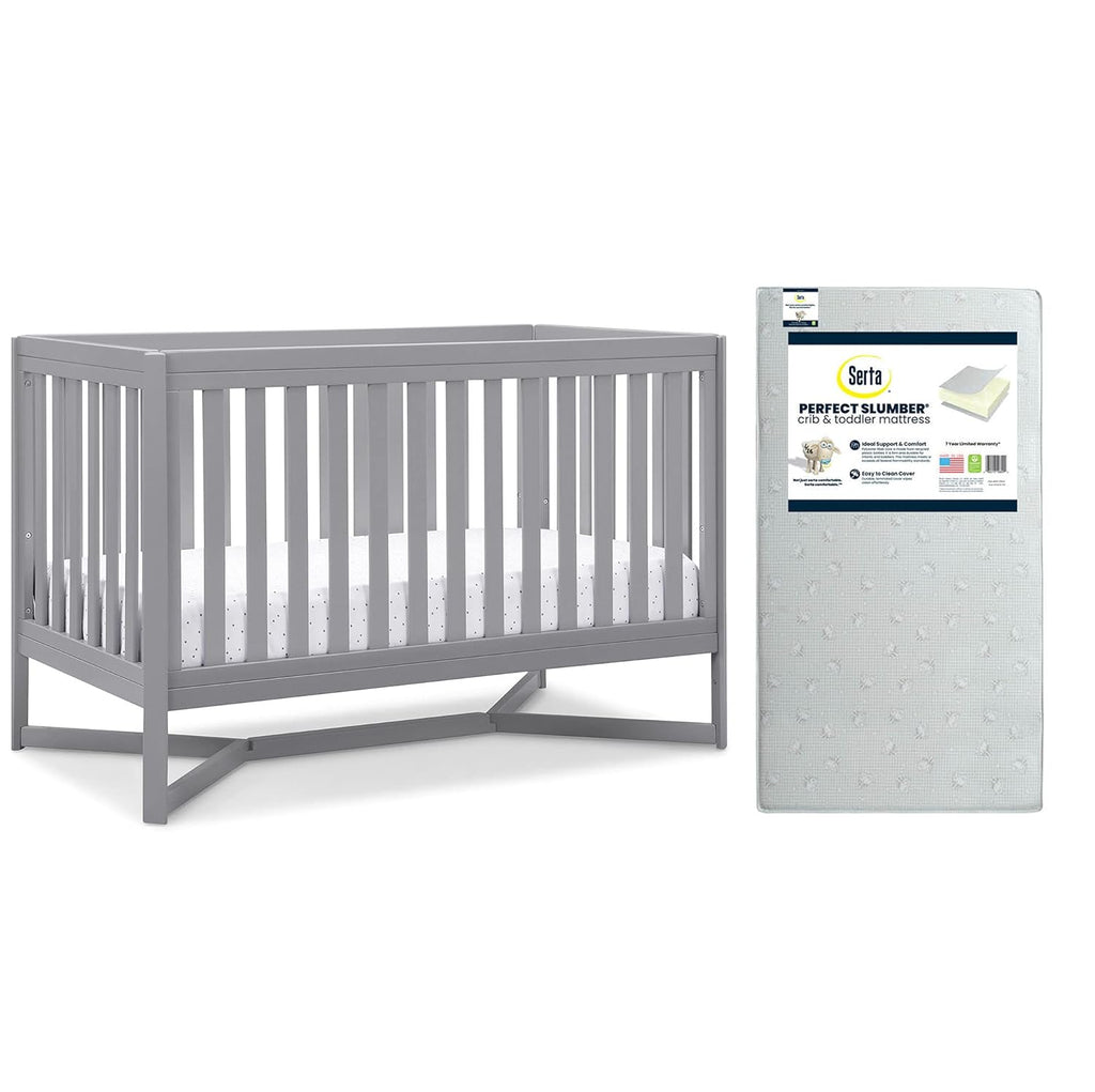 4-in-1 Convertible Crib and Dual Sided Crib & Toddler Mattress W494103