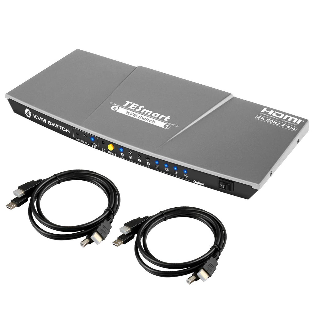 4K HDMI 4x1 KVM Switch with 2 Pcs 5ft KVM Cables C945