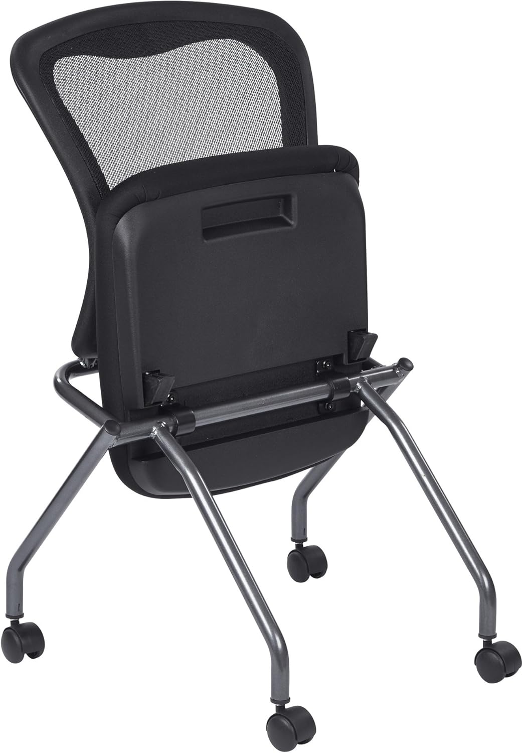Coal Seat Armless Folding Chair with Casters, 2-Pack E782