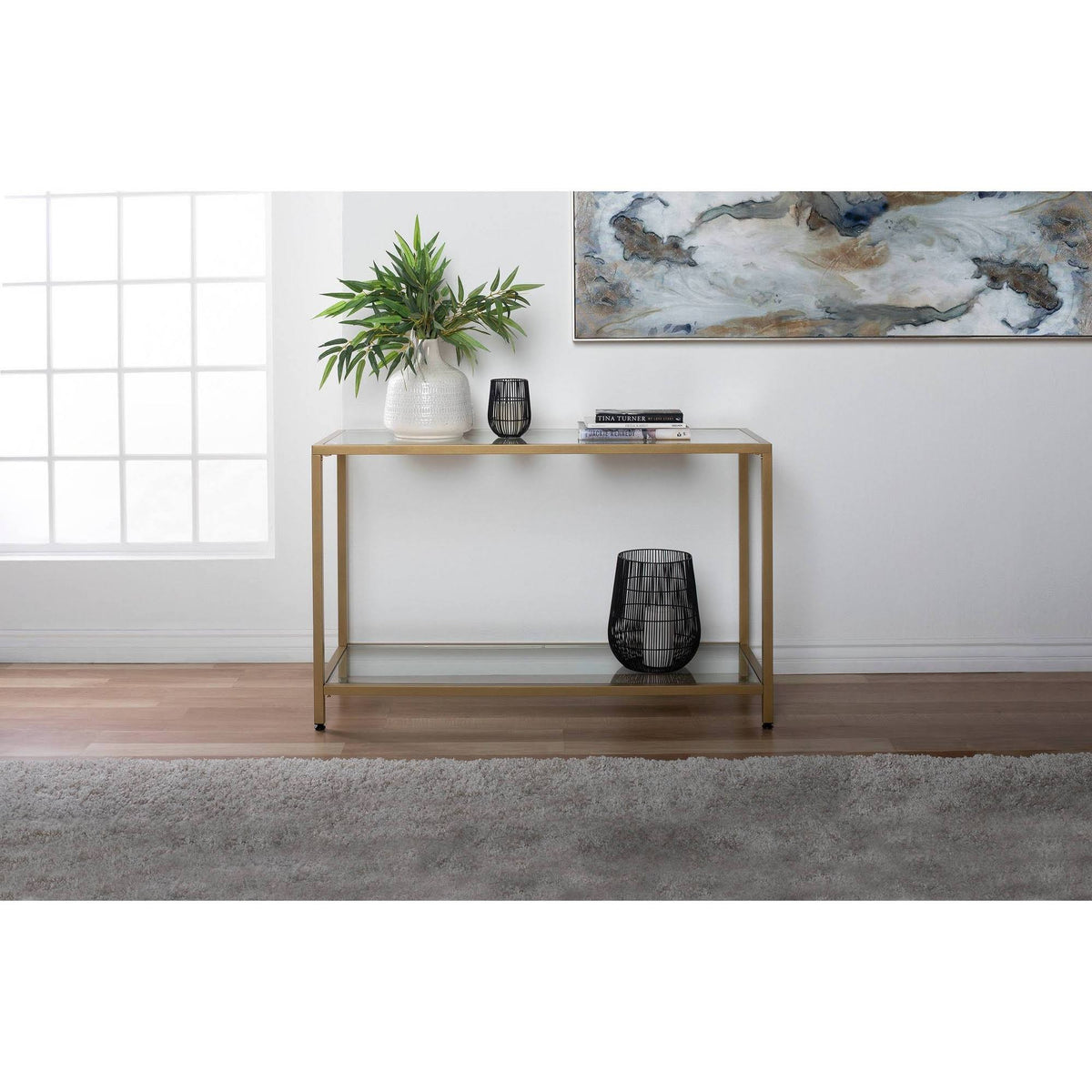 47x22 Gold Glass Console Table X47244