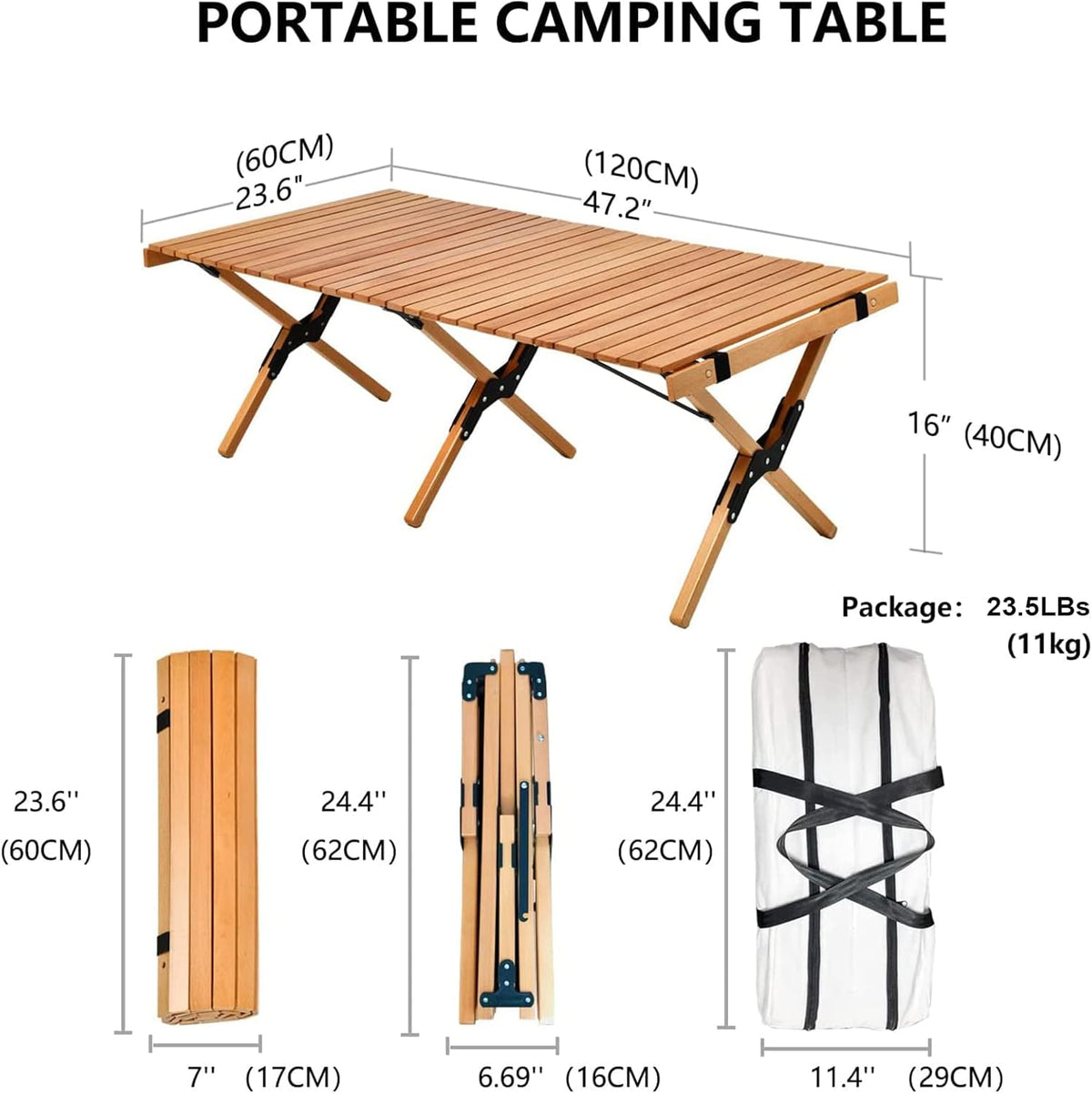 4ft Folding Portable Camping Table with Carry Bag F5990