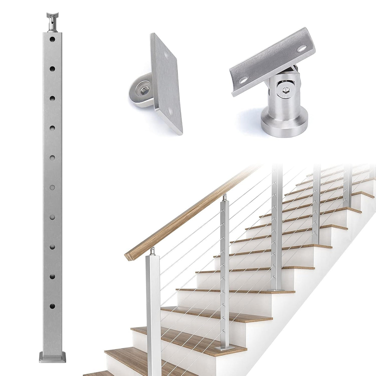 Cable Railing Corner Post 36x2x2 Surface Mount E53538