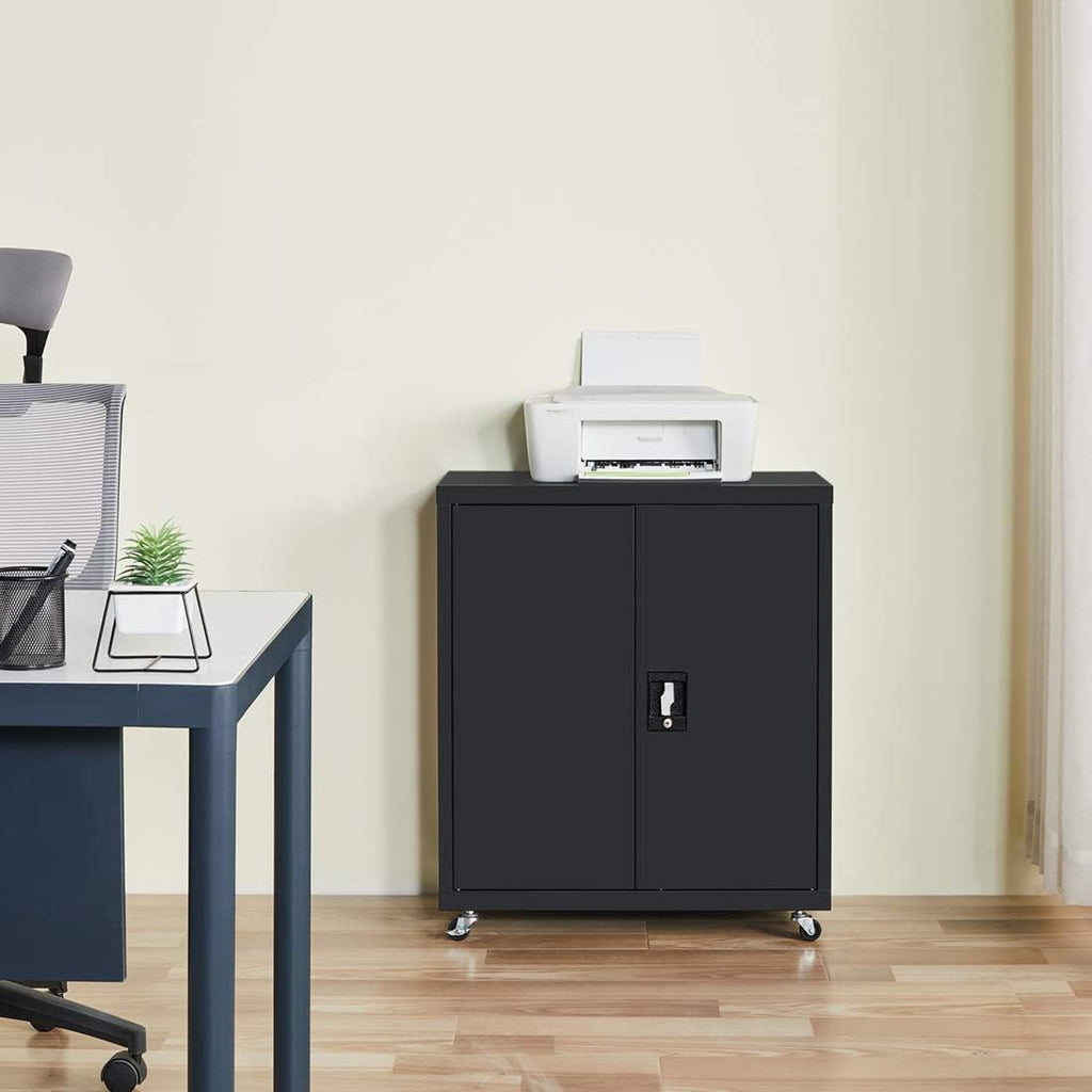 Black Metal Storage Cabinet with Wheels A17020