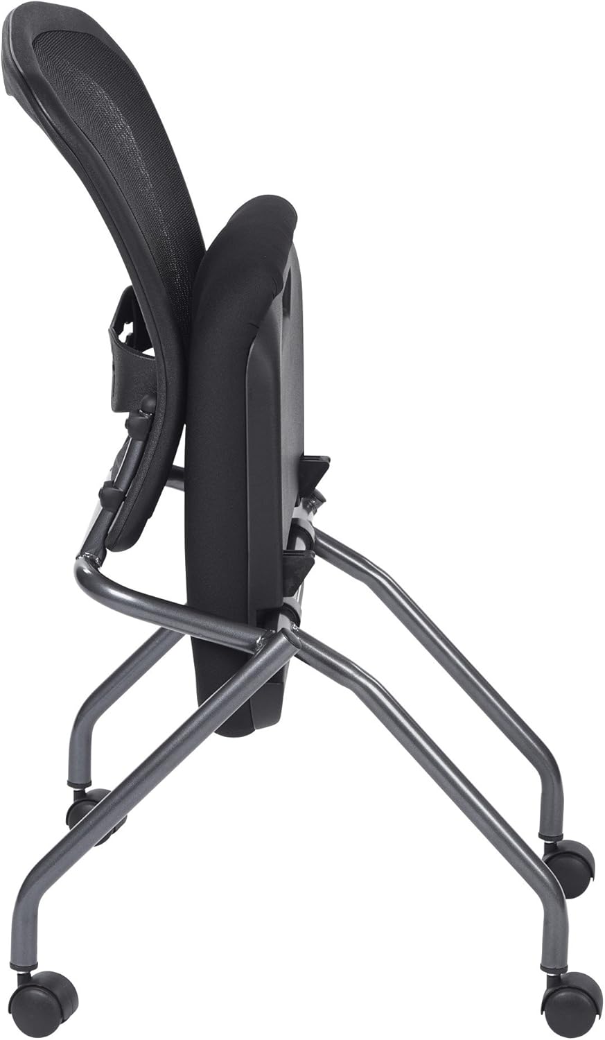 Coal Seat Armless Folding Chair with Casters, 2-Pack E782