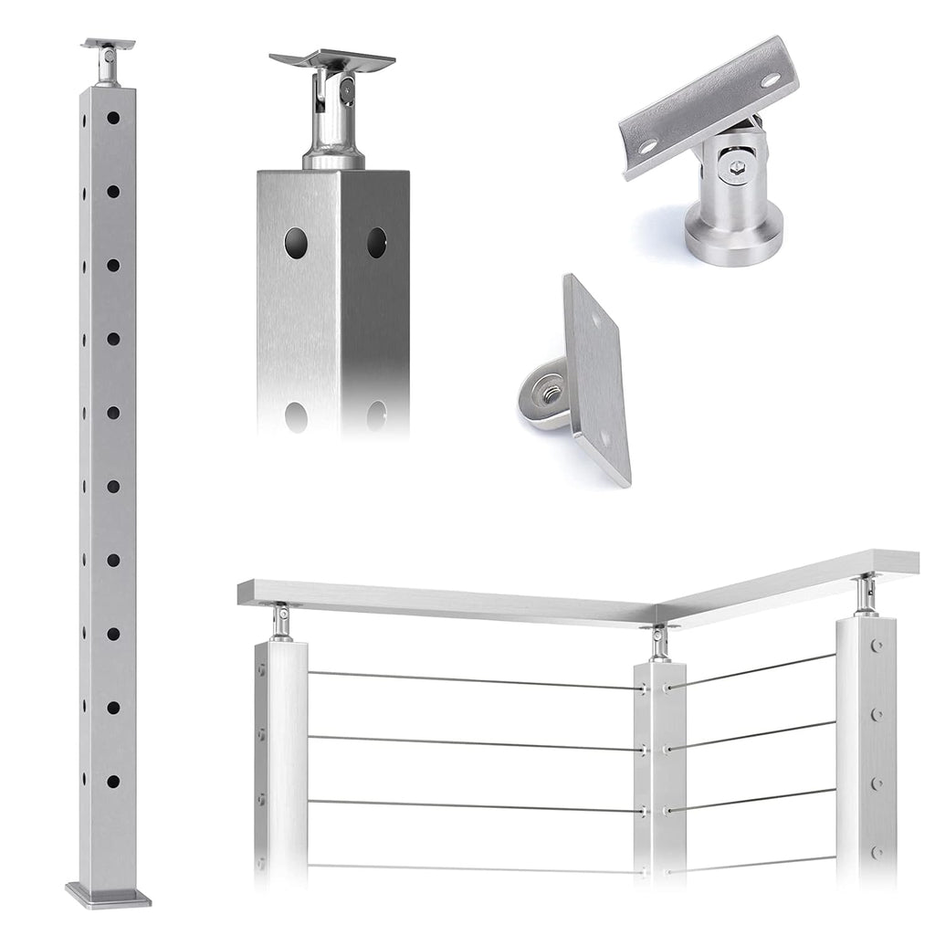 Cable Railing Corner Post 36x2x2 Surface Mount E53538