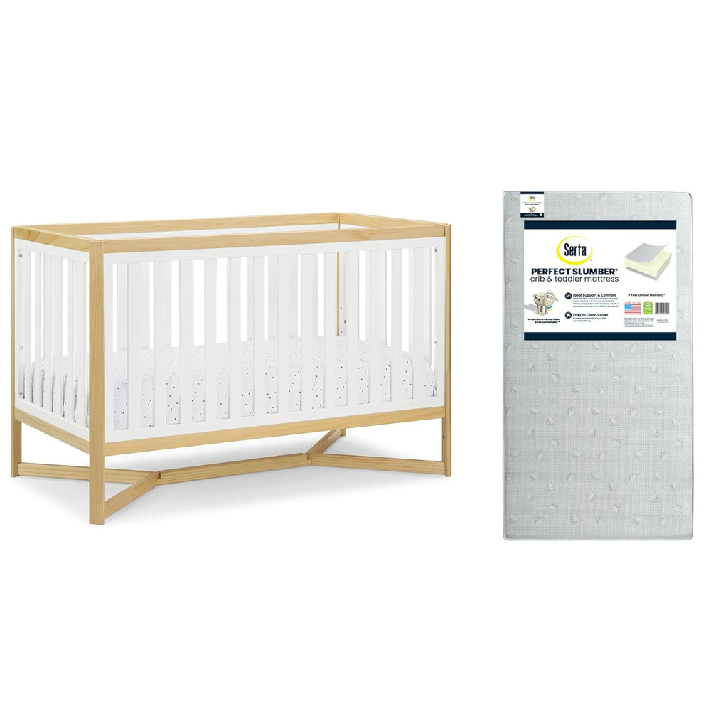 4-in-1 Convertible Crib and Dual Sided Crib & Toddler Mattress W494103