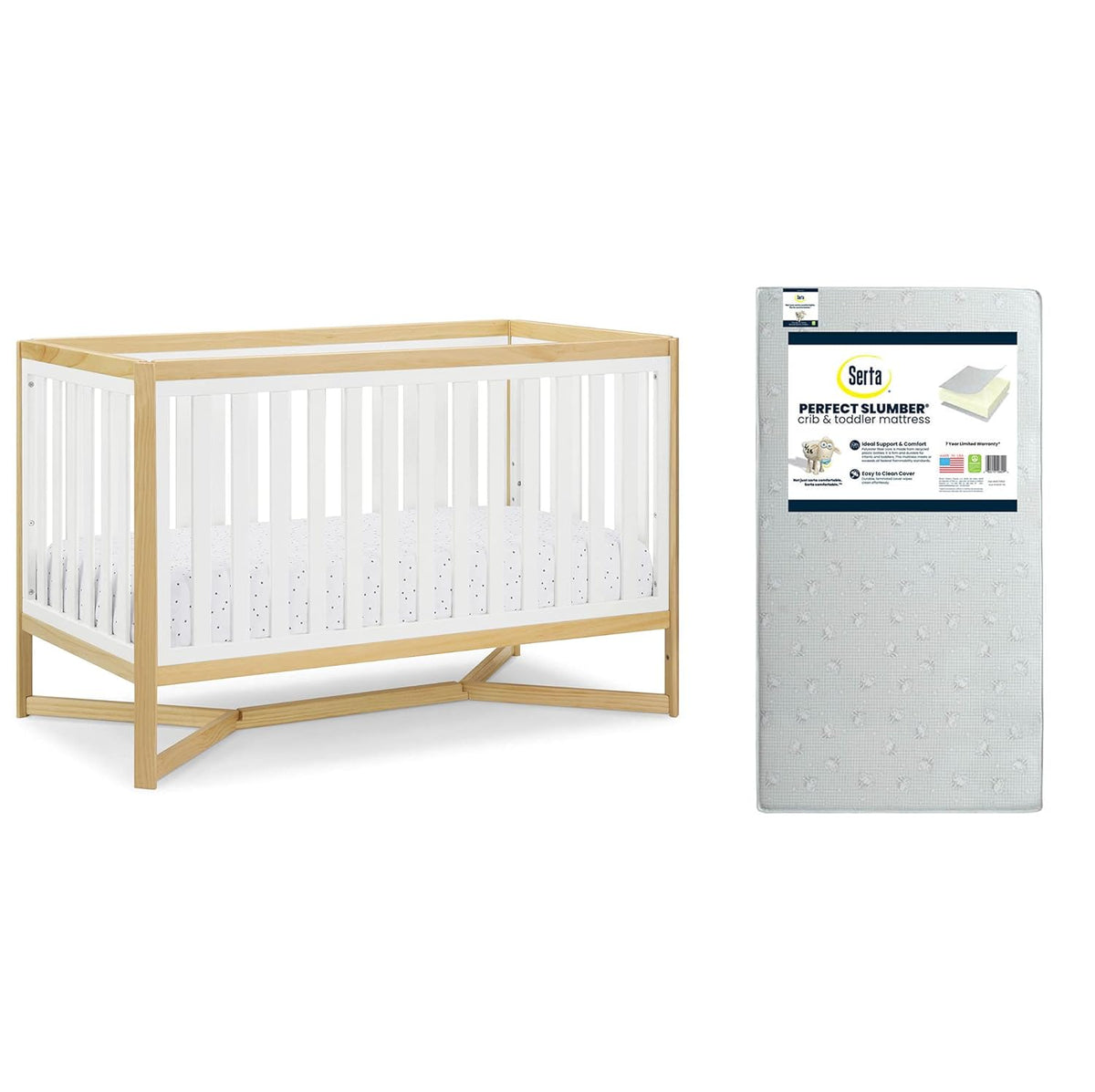 4-in-1 Convertible Crib and Dual Sided Crib & Toddler Mattress W494103