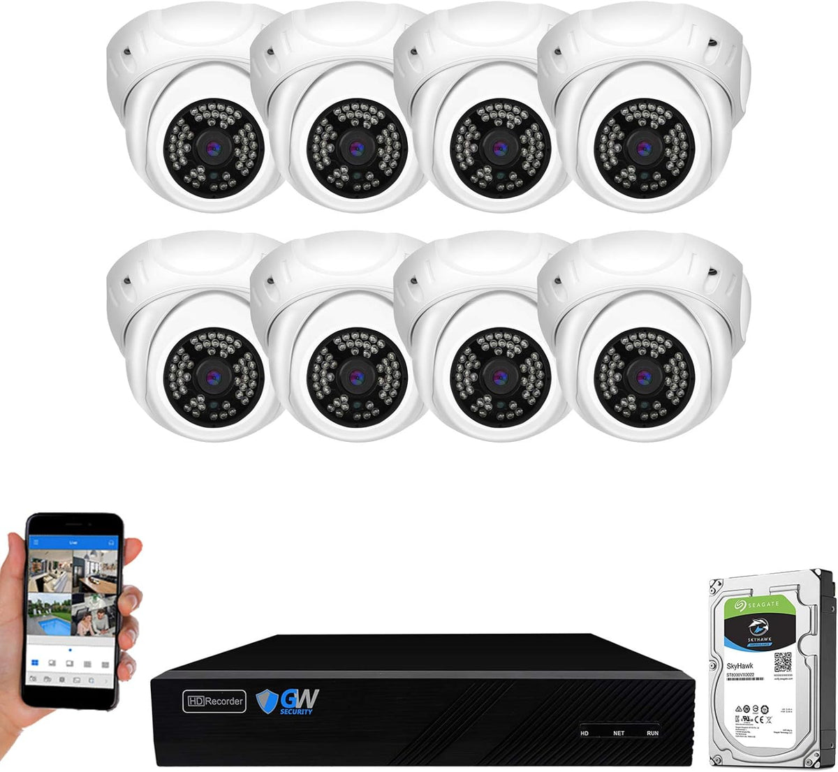 8 Channel 4K NVR 5MP PoE Security Camera System with 8 Dome Cameras N3048
