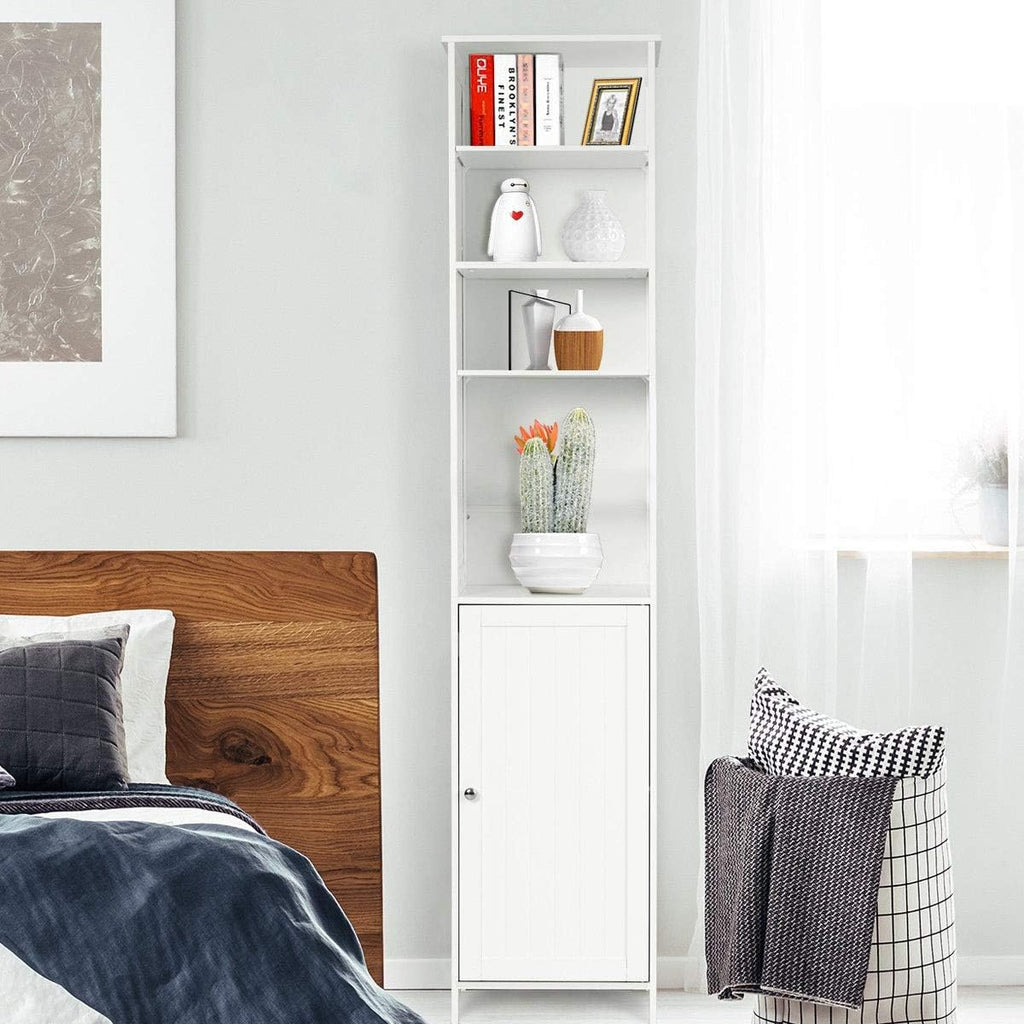 White Wooden Cabinet with Door and 5 Adjustable Shelves Q924561