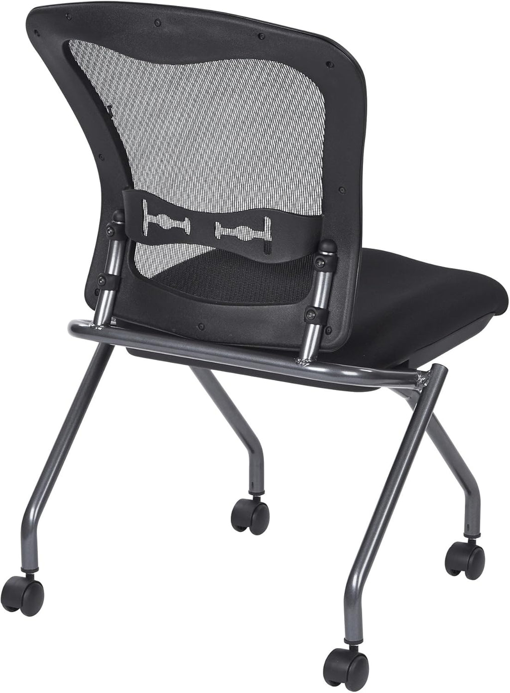 Coal Seat Armless Folding Chair with Casters, 2-Pack E782