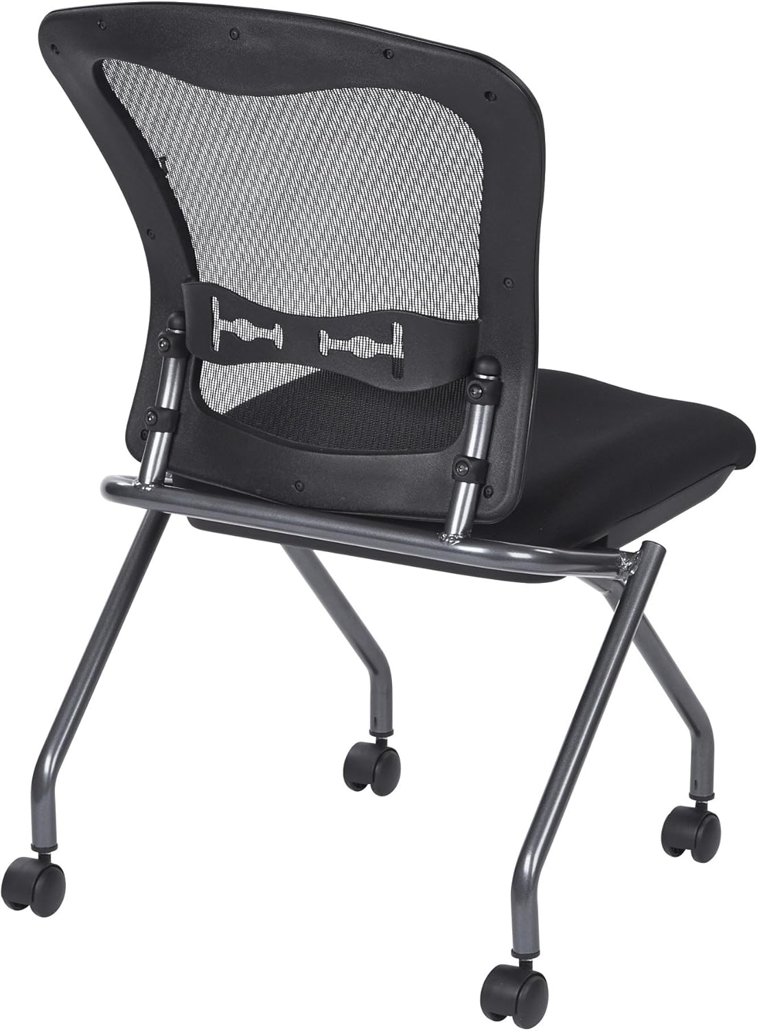 Coal Seat Armless Folding Chair with Casters, 2-Pack E782