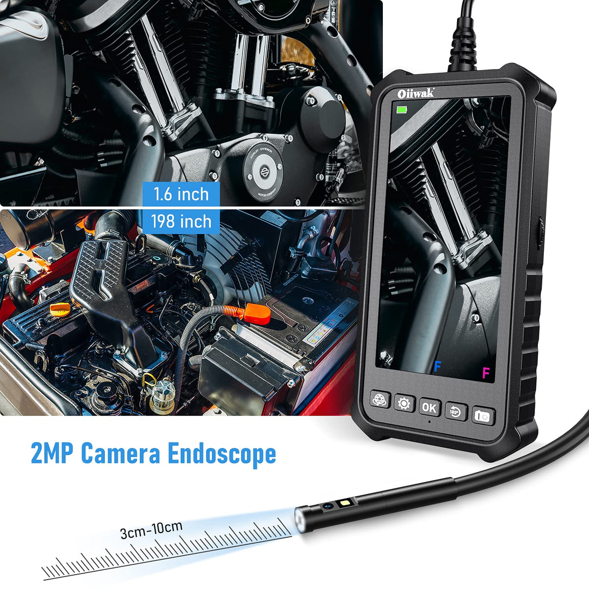 Triple Lens Industrial Endoscope Camera with 4.3'' IPS Screen 1080P HD Waterproof I40357