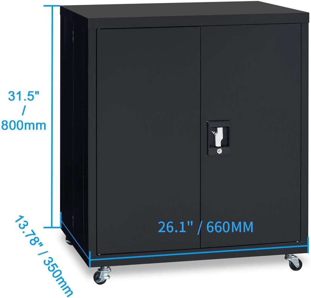 Black Metal Storage Cabinet with Wheels A17020
