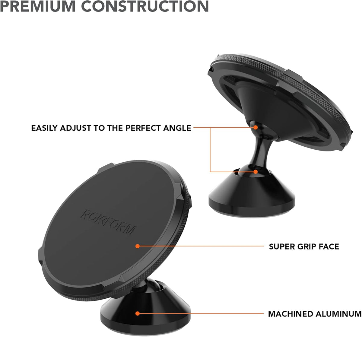 Adjustable Dual Magnet Car Mount, 360° Swivel with 3M VHB Tape, Pack of 2 Y714