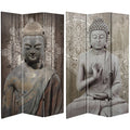 6 ft. Tall Double Sided Stone Buddha Canvas Room Divider S971702