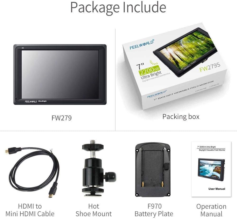 7 Inch 2200nit DSLR Camera Field Monitor Full HD 4K HDMI F6666