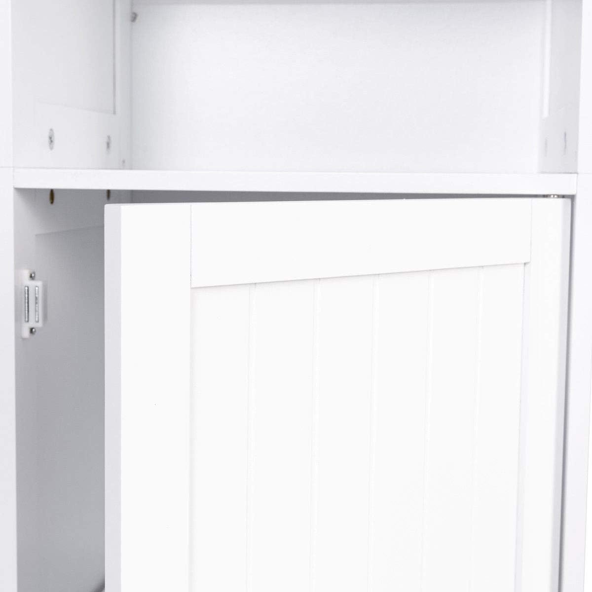 White Wooden Cabinet with Door and 5 Adjustable Shelves Q924561