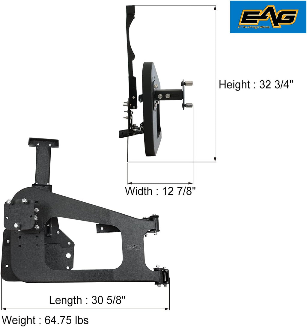 Tire Carrier on Door Hinge with Adjustable Tire Mount F5025
