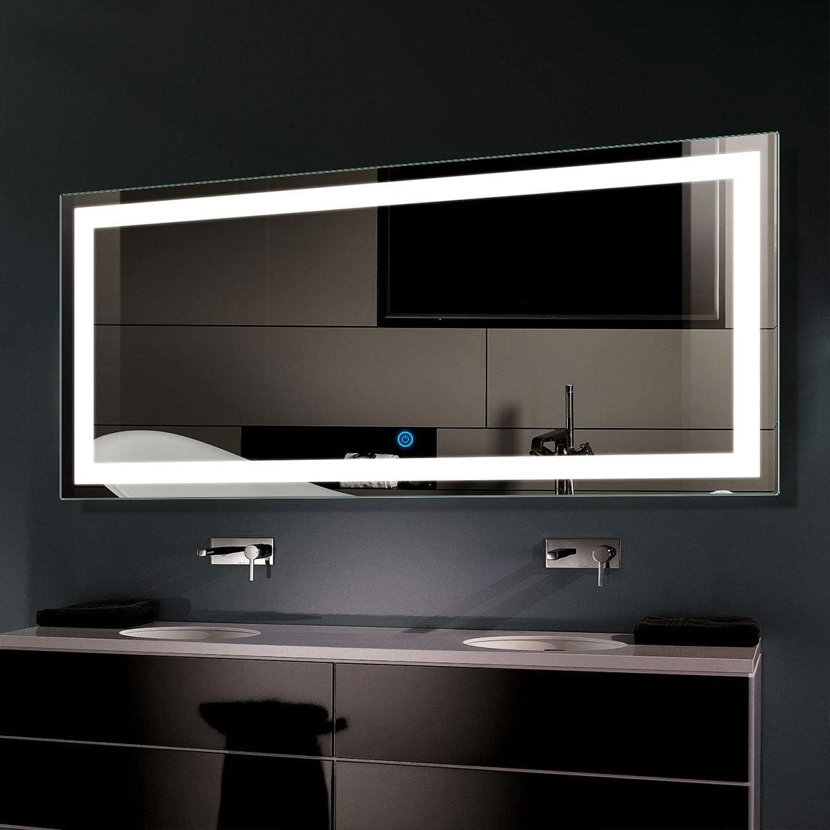 55 x 36 in Dimmable LED Bathroom Mirror with Bluetooth T8570