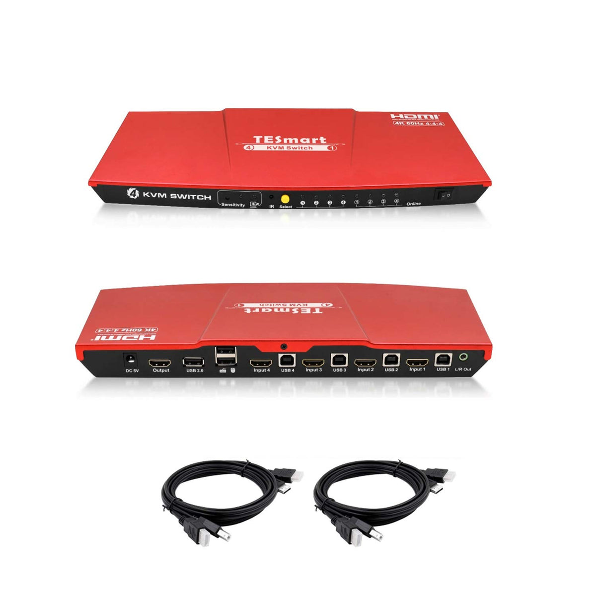 4K HDMI 4x1 KVM Switch with 2 Pcs 5ft KVM Cables C945