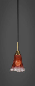 1 Light Mini Pendant with Fluted Raspberry Crystal Glass V218649