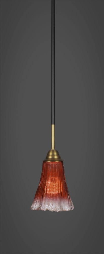 1 Light Mini Pendant with Fluted Raspberry Crystal Glass V218649