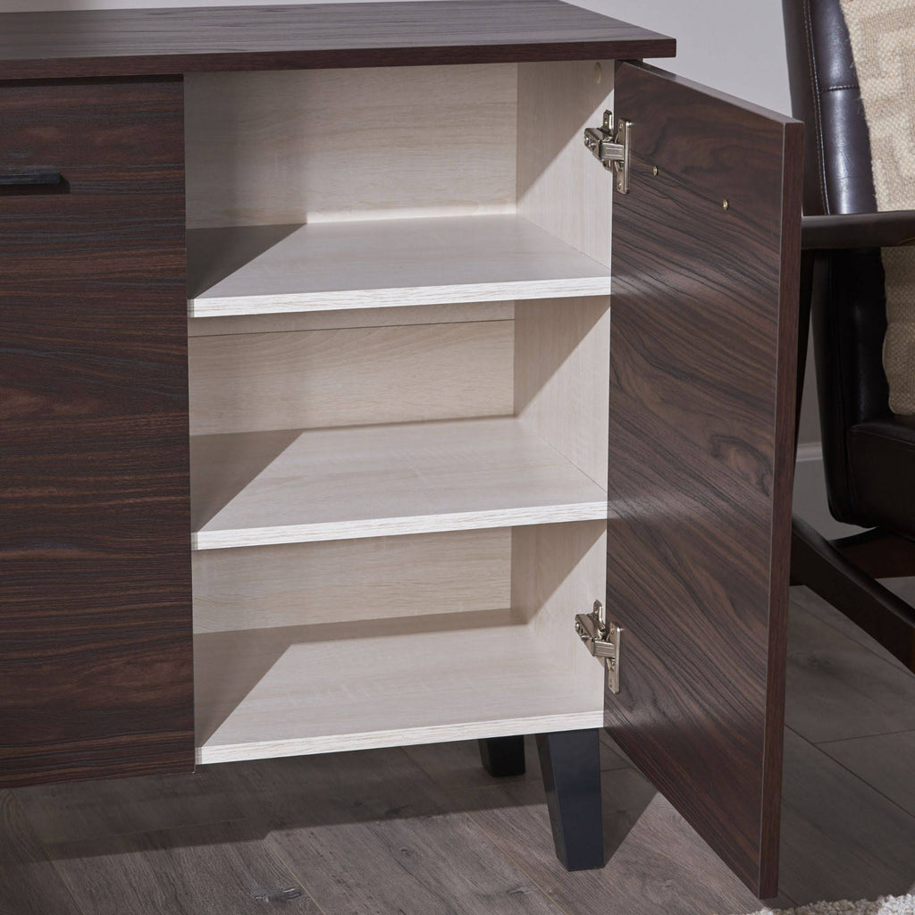 Black and Walnut Brown 3 Shelves Cabinet Q802093
