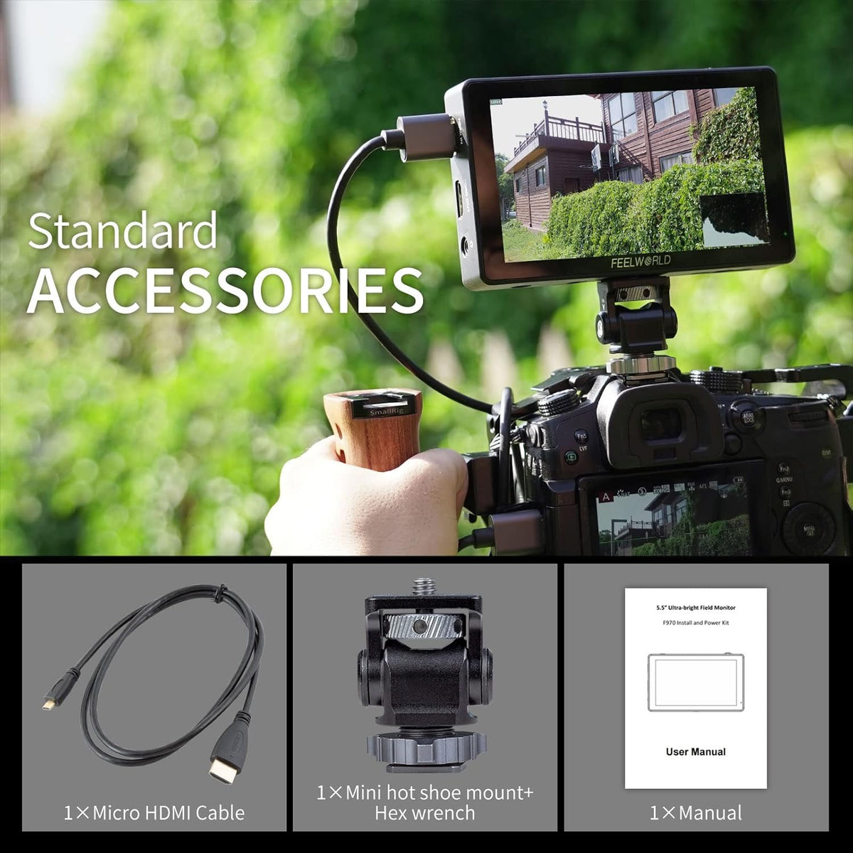 5.5 Inch 3000nits DSLR Camera Field Monitor Touchscreen 4K HDMI IPS W7612