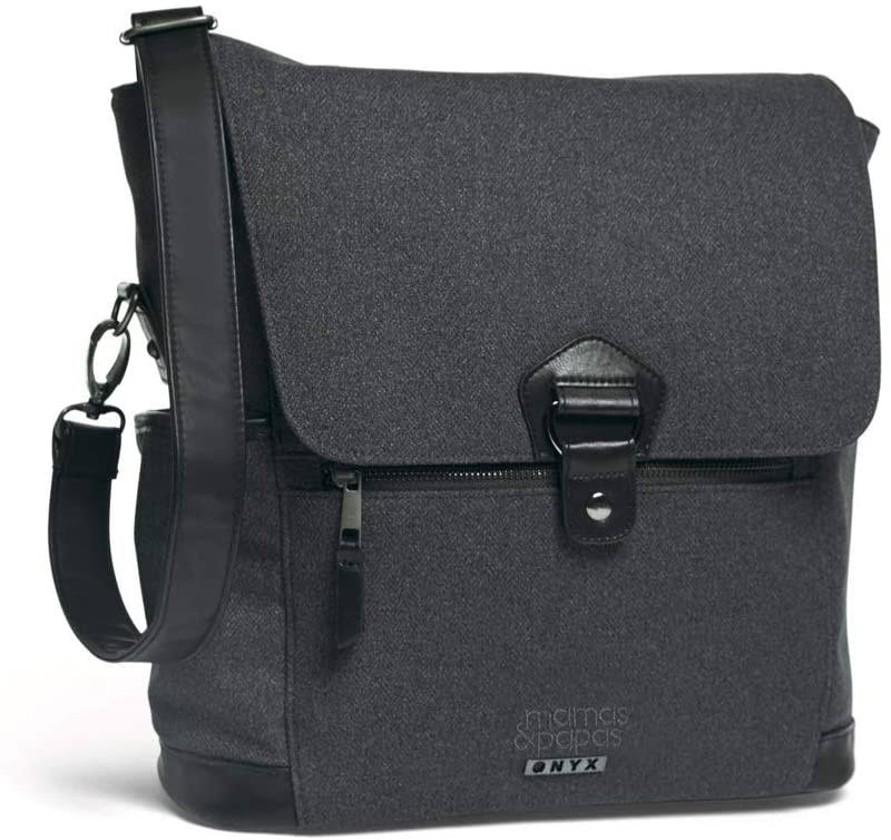 Water Resistant Charcoal Grey Herringbone 2 Way Changing Bag with Change Mat F9295