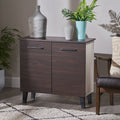 Black and Walnut Brown 3 Shelves Cabinet Q802093