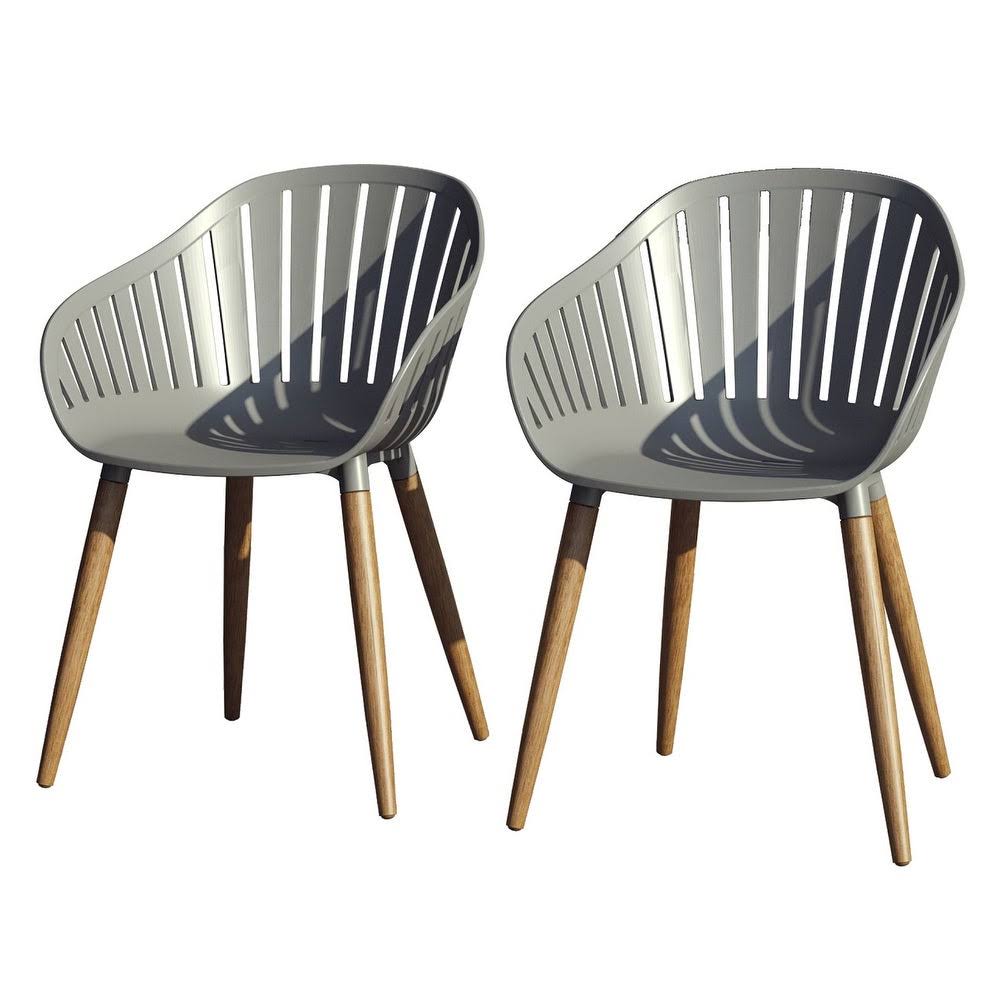 2 Piece Gray Brown Patio Armchair Set W35574