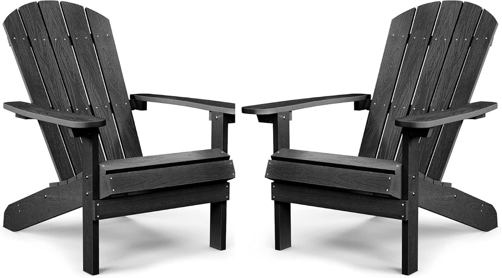 Adirondack Chairs Set of 2 Plastic Weather Resistant Black R33984