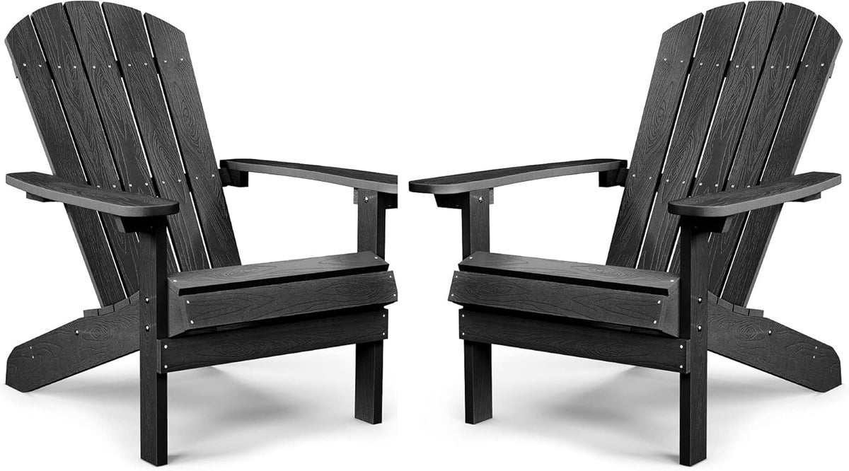 Adirondack Chairs Set of 2 Plastic Weather Resistant Black R33984