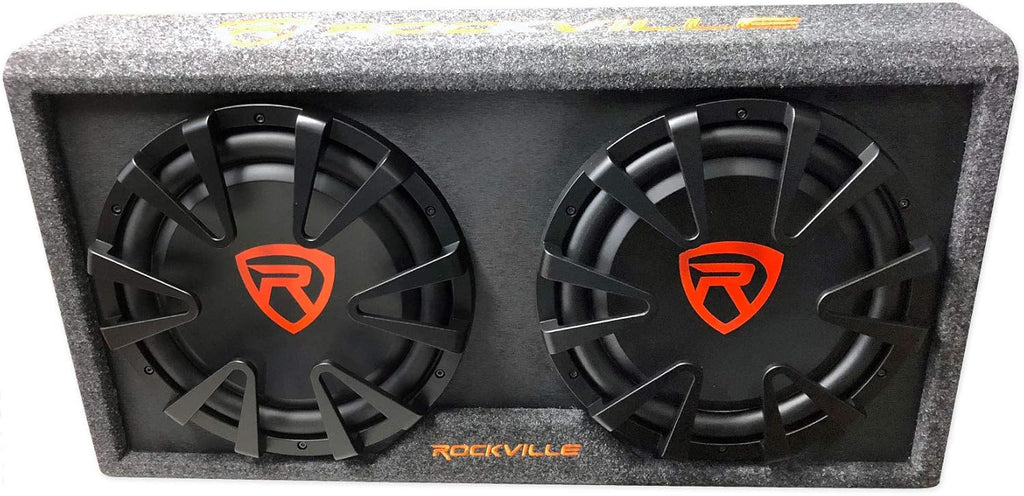 12 inch Vented Powered Car Subwoofer Enclosure 2000 Watt with 4 Gauge Amp Wiring Kit X69793