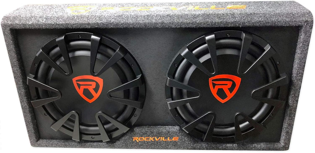 12 inch Vented Powered Car Subwoofer Enclosure 2000 Watt with 4 Gauge Amp Wiring Kit X69793