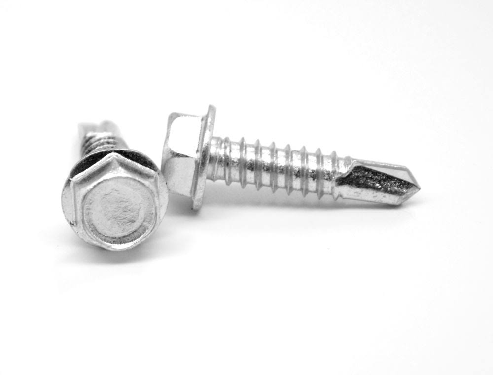 #8-18 x 1x22 BSD Thread Self Drilling Screw Hex Washer Head #3 Point Low Carbon Steel Zinc Plated V801760
