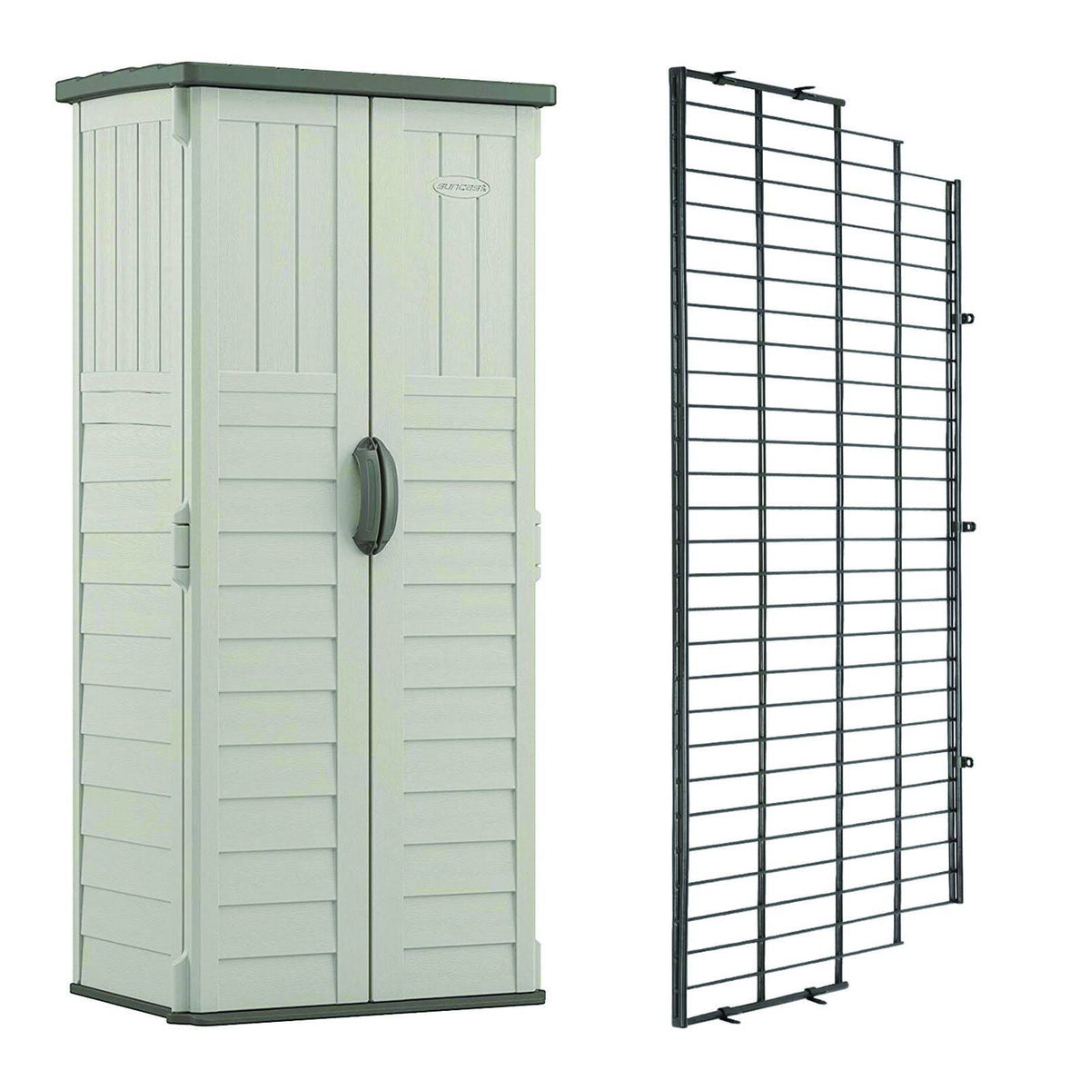 Vertical Storage Shed with Metal Wire Shelf Rack N984074